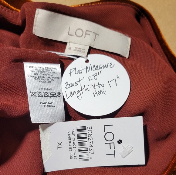 Ann Taylor Loft Russet Velvet Tank XL - Picture 4 of 4